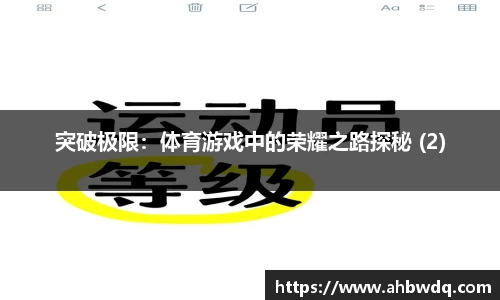 突破极限：体育游戏中的荣耀之路探秘 (2)